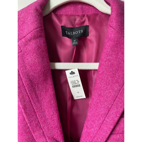 NWT Talbots Pink Wool Blend 2 Crested Button Lined Career Blazer Jacket Sz 12 - Picture 11 of 13